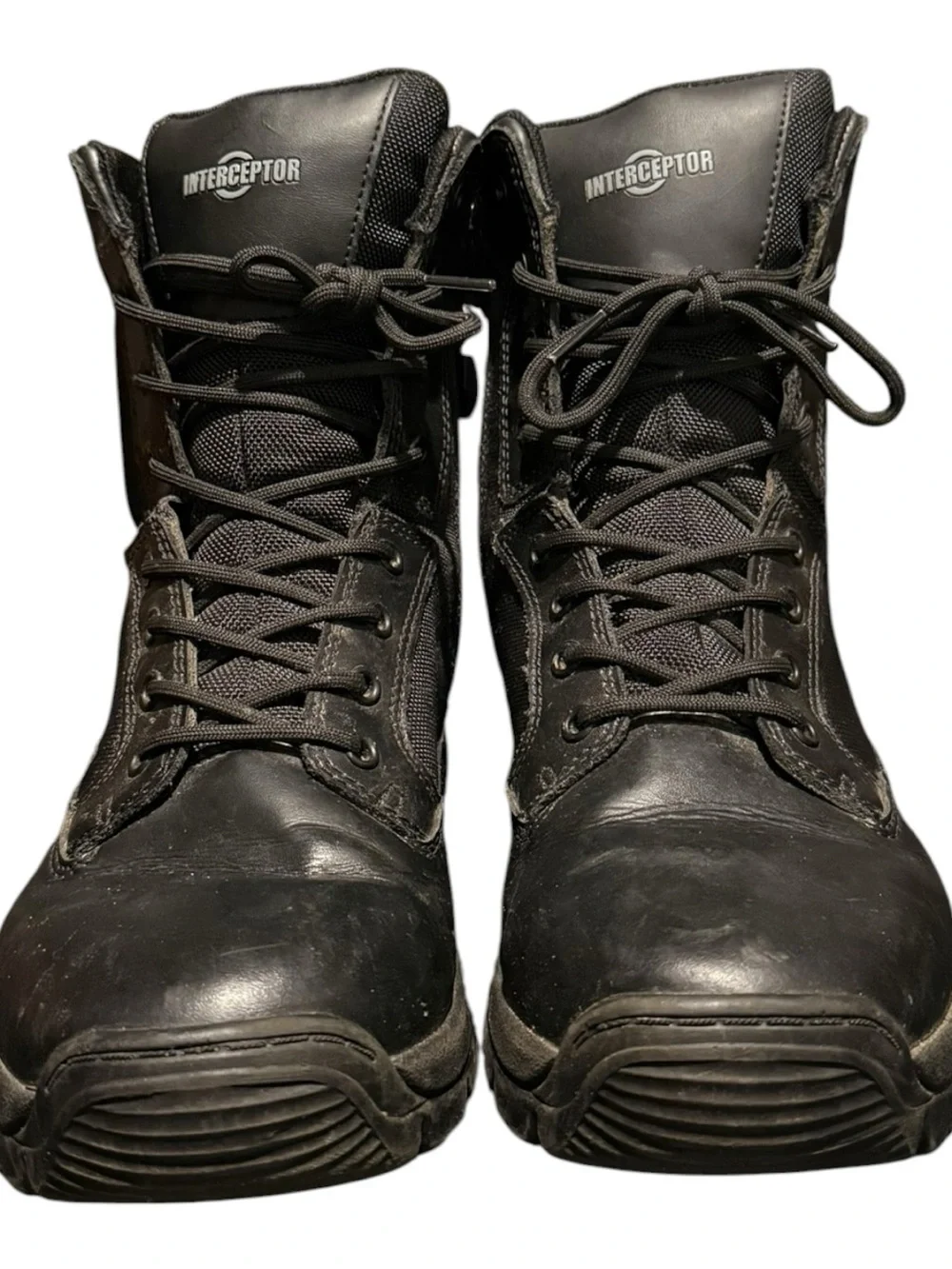 Interceptor Men’s MNIN48DP001 Black Leather Mid Lace Up Size 9 Combat Boots